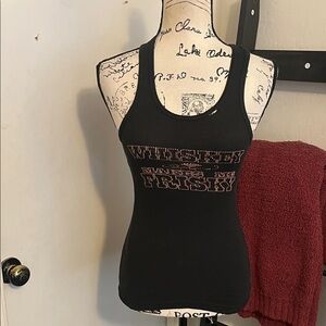 Y2K Whiskey Makes Me Frisky Black Graphic Pullover Tank Top